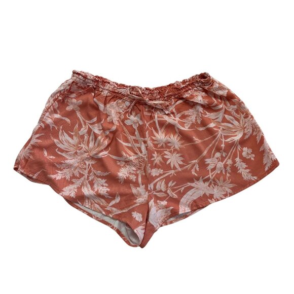 H & M Womens Coral Floral Drawstring Shorts. Size L - Picture 1 of 9